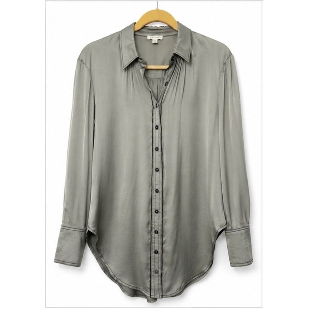 Pilcro and the Letterpress Sage Green Viscose Button Down Blouse XXS